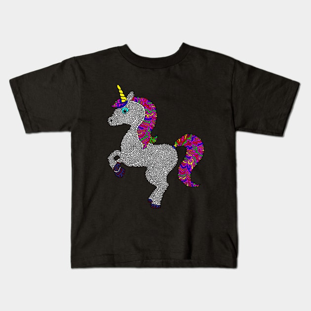 Prancing Unicorn Kids T-Shirt by NightserFineArts